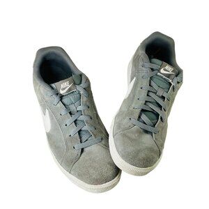 Nike Gray Suede Sneakers Court Royal White Swoosh Men's Size 10 Lace up Trainers